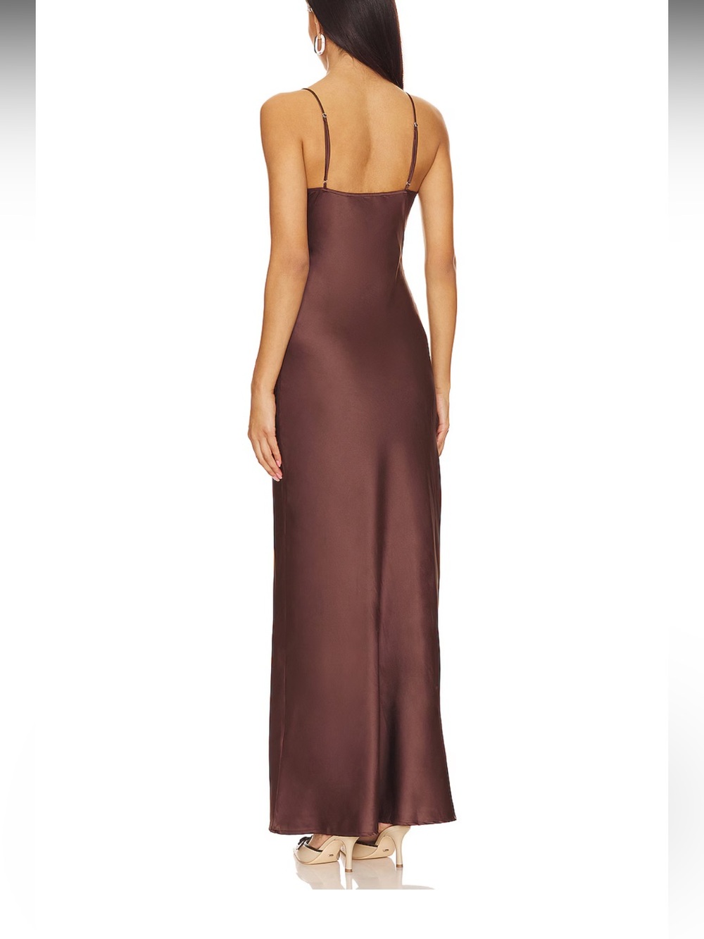 Lioness Chocolate Brown Slip Midi with Side Tie Details - Picture 3 of 7